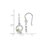 Sterling Silver Spiral Dangle Earrings with Multicolor Cubic Zirconia