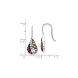 Sterling Silver Teardrop Dangle Earrings with Pink and Champagne Crystals, Open Filigree Design