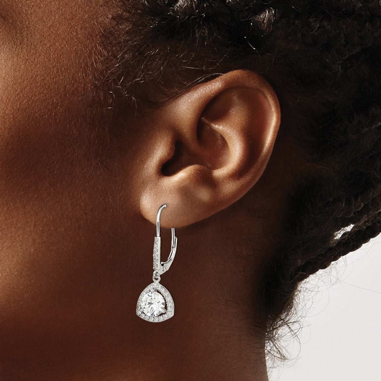Sterling Silver Celtic Drop Earrings with Cubic Zirconia, Halo and Knot Design