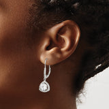 Sterling Silver Celtic Drop Earrings with Cubic Zirconia, Halo and Knot Design