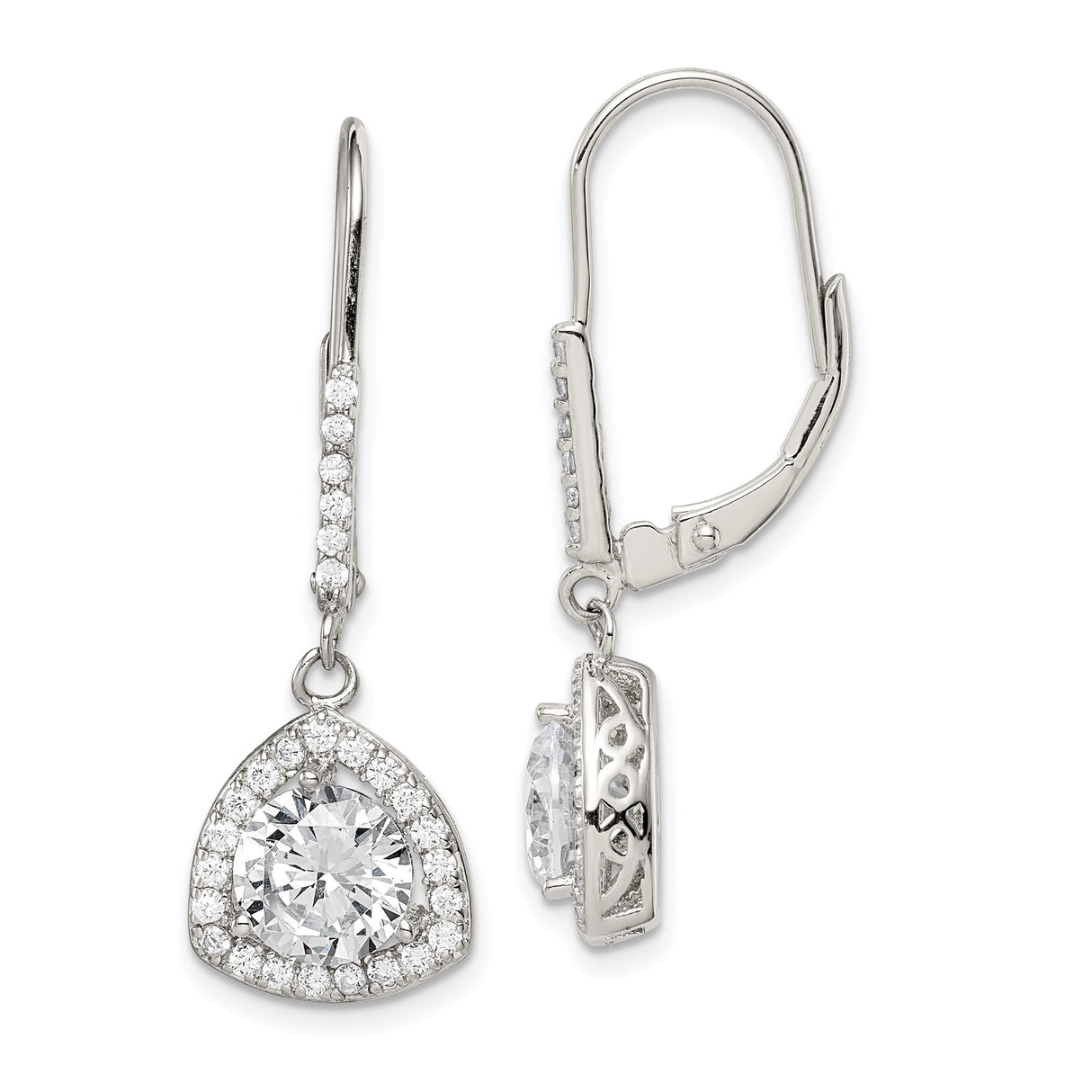 Sterling Silver Celtic Drop Earrings with Cubic Zirconia, Halo and Knot Design