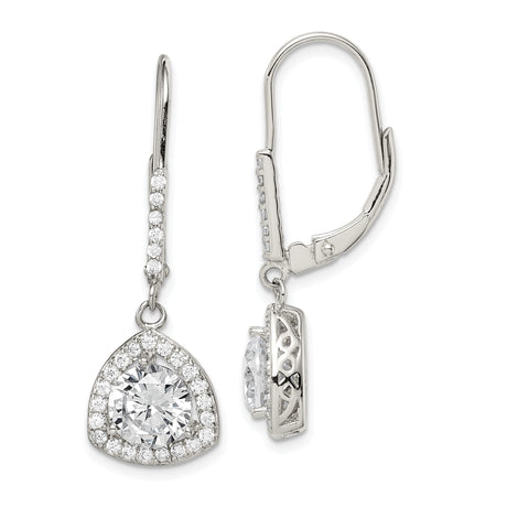 Sterling Silver Celtic Drop Earrings with Cubic Zirconia, Halo and Knot Design