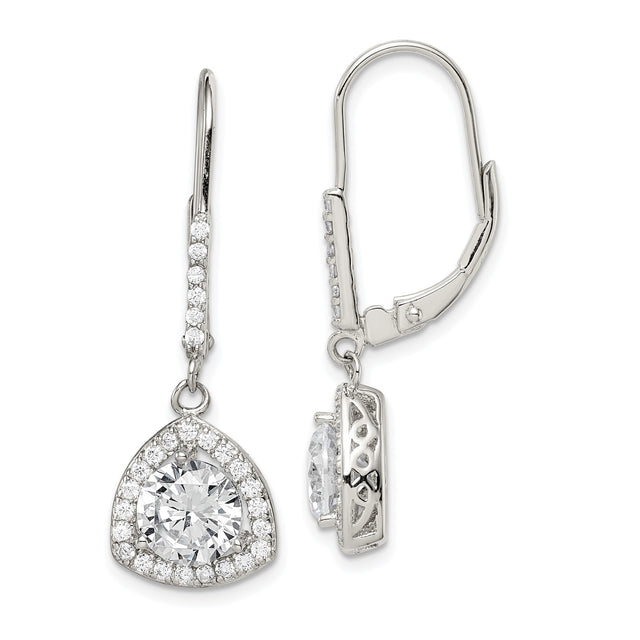Sterling Silver Celtic Drop Earrings with Cubic Zirconia, Halo and Knot Design