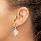 Sterling Silver Leaf Drop Earrings, Textured Botanical Dangle Design, Nature Inspired Boho Style