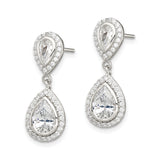 Sterling Silver Teardrop Dangle Earrings with Cubic Zirconia, Pear Cut Halo Design