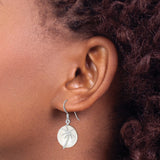 Sterling Silver Dangle Earrings with Round Mother-of-Pearl Discs, Palm Tree Design