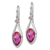 Sterling Silver Dangle Earrings with Marquise Pink Gemstones and Open Teardrop Design