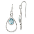 Sterling Silver Dangle Earrings with Pear Shaped Blue Glass in Teardrop Infinity Design