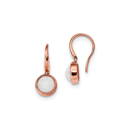 Sterling Silver Dangle Earrings with Cubic Zirconia, Rose Gold Plated, Modern Minimalist Design