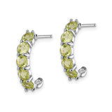 Sterling Silver Hoop Earrings with Peridot in Prong Setting, Lightweight Modern Design