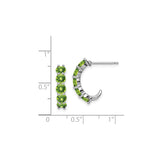 Sterling Silver Hoop Earrings with Peridot in Prong Setting, Lightweight Modern Design