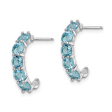 Sterling Silver Half Hoop Earrings with Swiss Blue Topaz in Shared Prong Setting