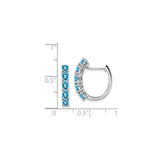 Sterling Silver Hoop Earrings with Swiss Blue Topaz, Shared Prong Setting, Polished Finish