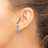 Sterling Silver Hoop Earrings with Tanzanite, Graduated Oval and Baguette Style