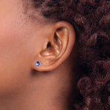 Sterling Silver Stud Earrings with Round Cut Tanzanite, Classic Four Prong Setting