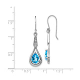 Sterling Silver Teardrop Dangle Earrings with Pear Shaped Swiss Blue Topaz and Cubic Zirconia
