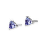 Sterling Silver Tanzanite Trillion Cut Stud Earrings Prong