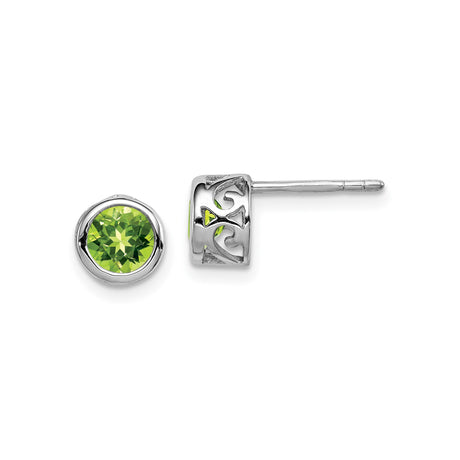 Sterling Silver Celtic Knot Stud Earrings with Peridot, Openwork Sides, Unity Motif Design
