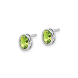 Sterling Silver Celtic Knot Stud Earrings with Oval Peridot Gemstone for Women