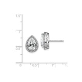 Sterling Silver Teardrop Stud Earrings Pear CZ Center Halo
