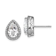 Sterling Silver Teardrop Stud Earrings for Women with Pear Shaped Cubic Zirconia Center, Halo Setting and Ornate Gallery Design, Elegant Bridal Jewelry for Weddings, Formal or Evening Wear