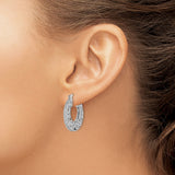 Sterling Silver Hoop Earrings with Diamond Accents, Filigree Scroll Design, Vintage Style