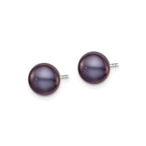 Sterling Silver Minimalist Button Pearl Stud Earrings Black