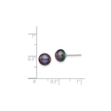 Sterling Silver Minimalist Button Pearl Stud Earrings Black