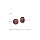 Sterling Silver Stud Earrings with Black Freshwater Cultured Pearls, Classic Round Button Style