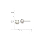 Sterling Silver Pearl Stud Earrings, Round White Freshwater Pearls, Minimalist Design