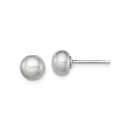 Sterling Silver Pearl Stud Earrings, Round White Freshwater Pearls, Minimalist Design