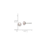 Sterling Silver Stud Earrings with Pink Freshwater Pearls, Round Button Design for Women