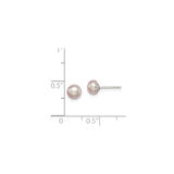 Sterling Silver Stud Earrings with Pink Freshwater Cultured Pearl, Classic Round Design
