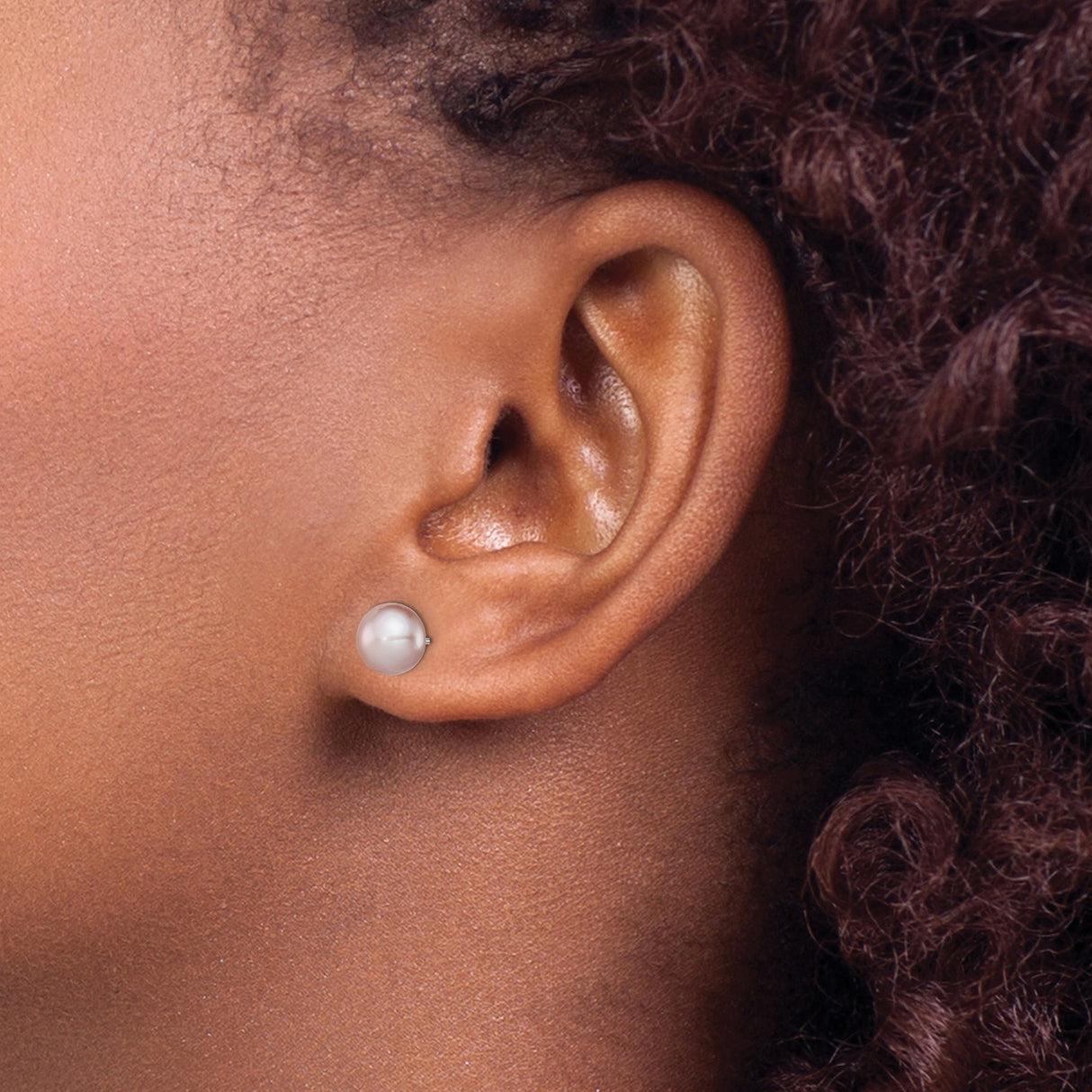 Sterling Silver Stud Earrings with Pink Simulated Pearls, Polished Minimalist Design for Women