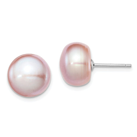 Sterling Silver Stud Earrings with Pink Freshwater Cultured Pearls, Classic Minimalist Style