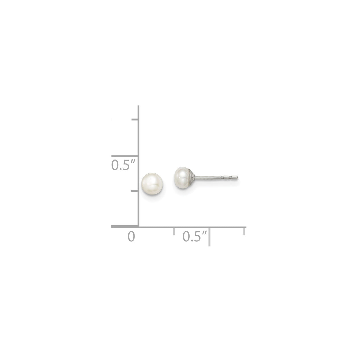 Sterling Silver Pearl Stud Earrings with Round White Freshwater Pearls, Classic Design