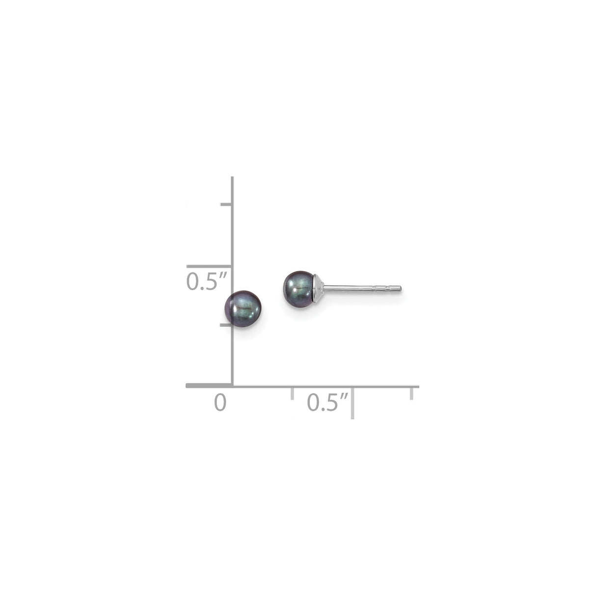 Sterling Silver Stud Earrings with Black Freshwater Pearls, Minimalist Style for Women