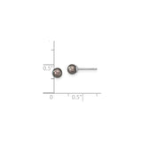 Sterling Silver Stud Earrings with Black Cultured Freshwater Pearls, Minimalist Design for Women