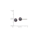 Sterling Silver Stud Earrings with Black Cultured Pearls, Minimalist Design for Women