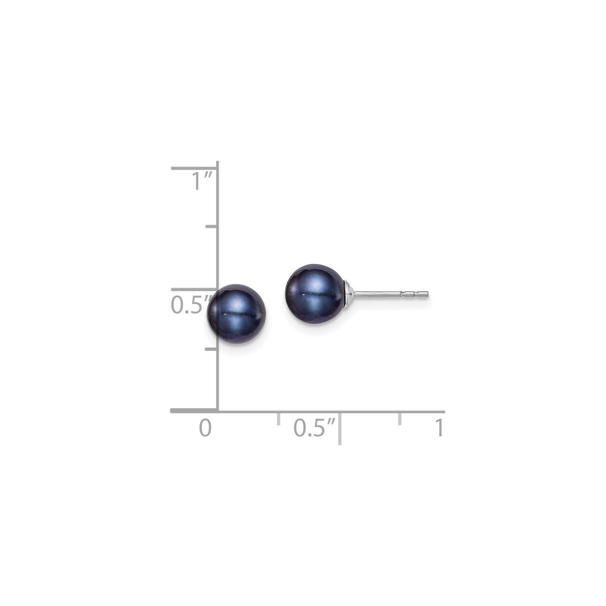 Sterling Silver Stud Earrings with Black Cultured Pearls, High-Luster Finish, Minimalist Style