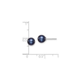 Sterling Silver Stud Earrings with Black Cultured Pearls, High-Luster Finish, Minimalist Style