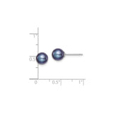 Sterling Silver Stud Earrings with Black Freshwater Pearl, Classic Minimalist Style for Women
