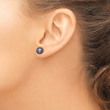Sterling Silver Stud Earrings with Black Cultured Round Pearls, Classic Elegant Style for Women