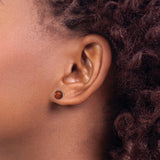 Sterling Silver Stud Earrings with Brown Simulated Pearls, Minimalist Modern Style for Women