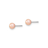 Sterling Silver Round Pink Freshwater Pearl Stud Earrings