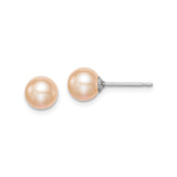 Sterling Silver Pearl Stud Earrings with Soft Pink Freshwater Cultured Pearls, Minimalist Bridal Style