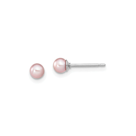 Sterling Silver Stud Earrings with Pink Freshwater Pearls, Classic Minimalist Design for Women