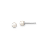 Sterling Silver Pearl Stud Earrings, Round White Cultured Pearls, Classic Minimalist Design