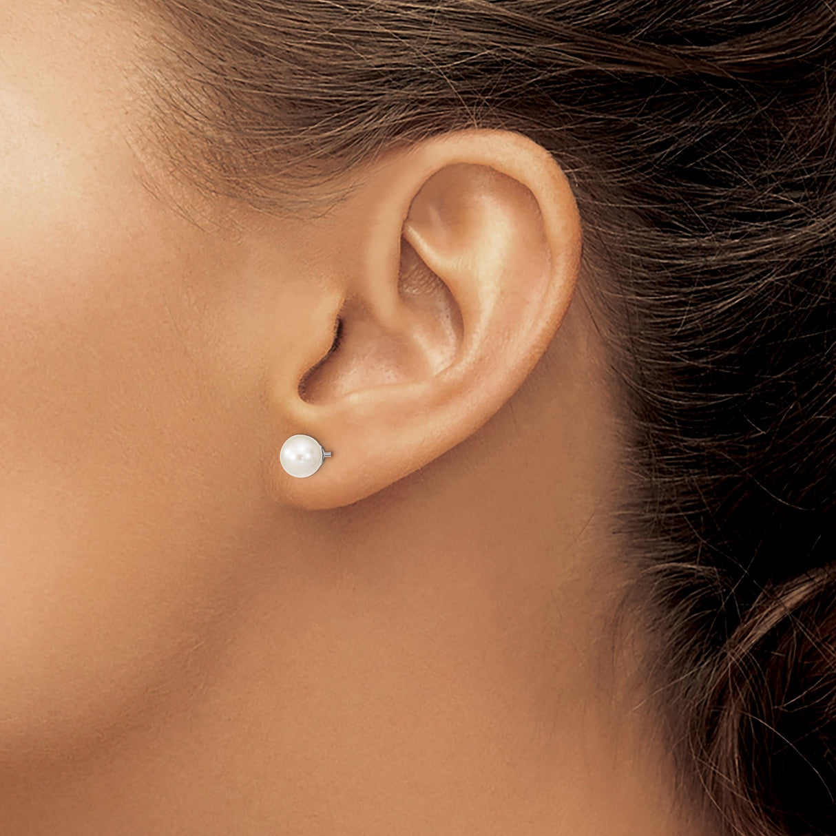 Sterling Silver Pearl Stud Earrings, White Freshwater Pearl, Minimalist Bridal Style for Women