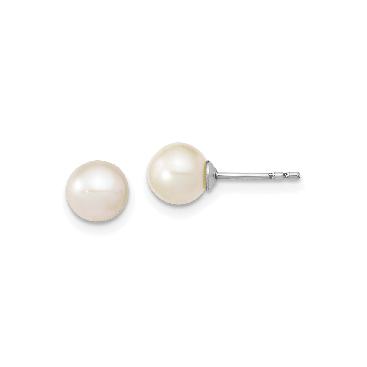 Sterling Silver Pearl Stud Earrings, White Freshwater Pearl, Minimalist Bridal Style for Women